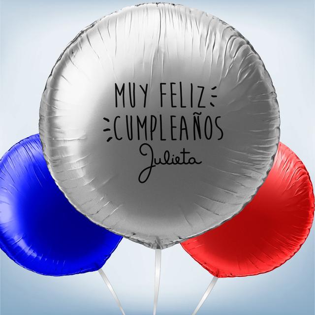 Globo metalizado redondo "Muy feliz cumpleaños..."